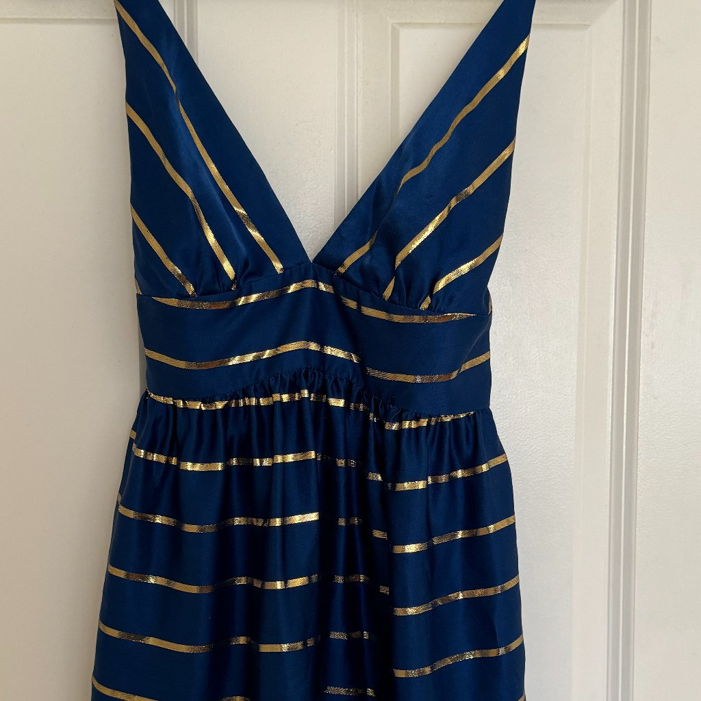 Cynthia Rowley Navy And Metallic Gold Sailor Dress